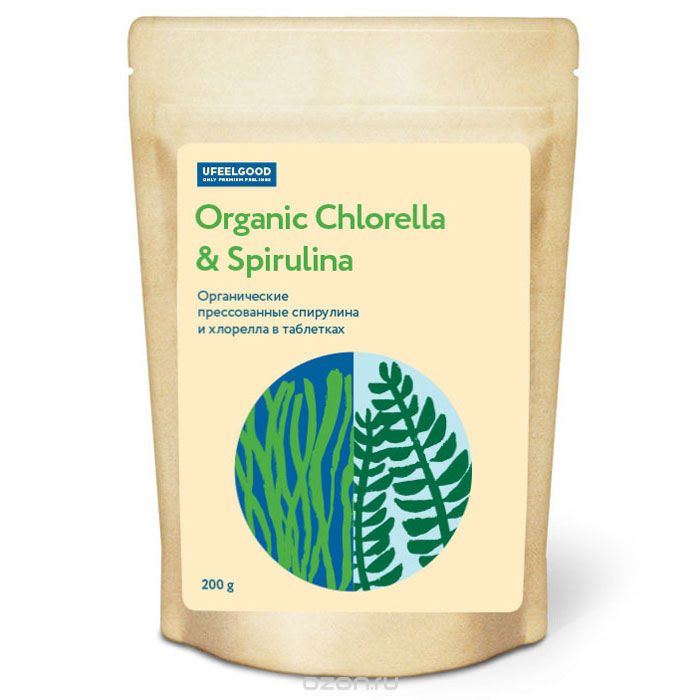 UFEELGOOD Organic Chlorella & Spirulina       , 200 